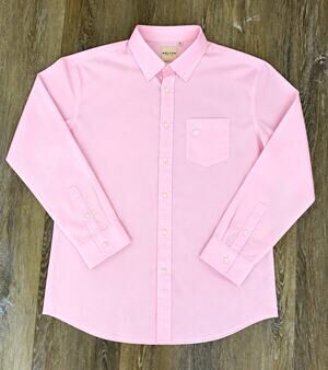 Holton Men’s XL Pink Solid Cotton Dress Shirt Button-Down Long Sleeve
